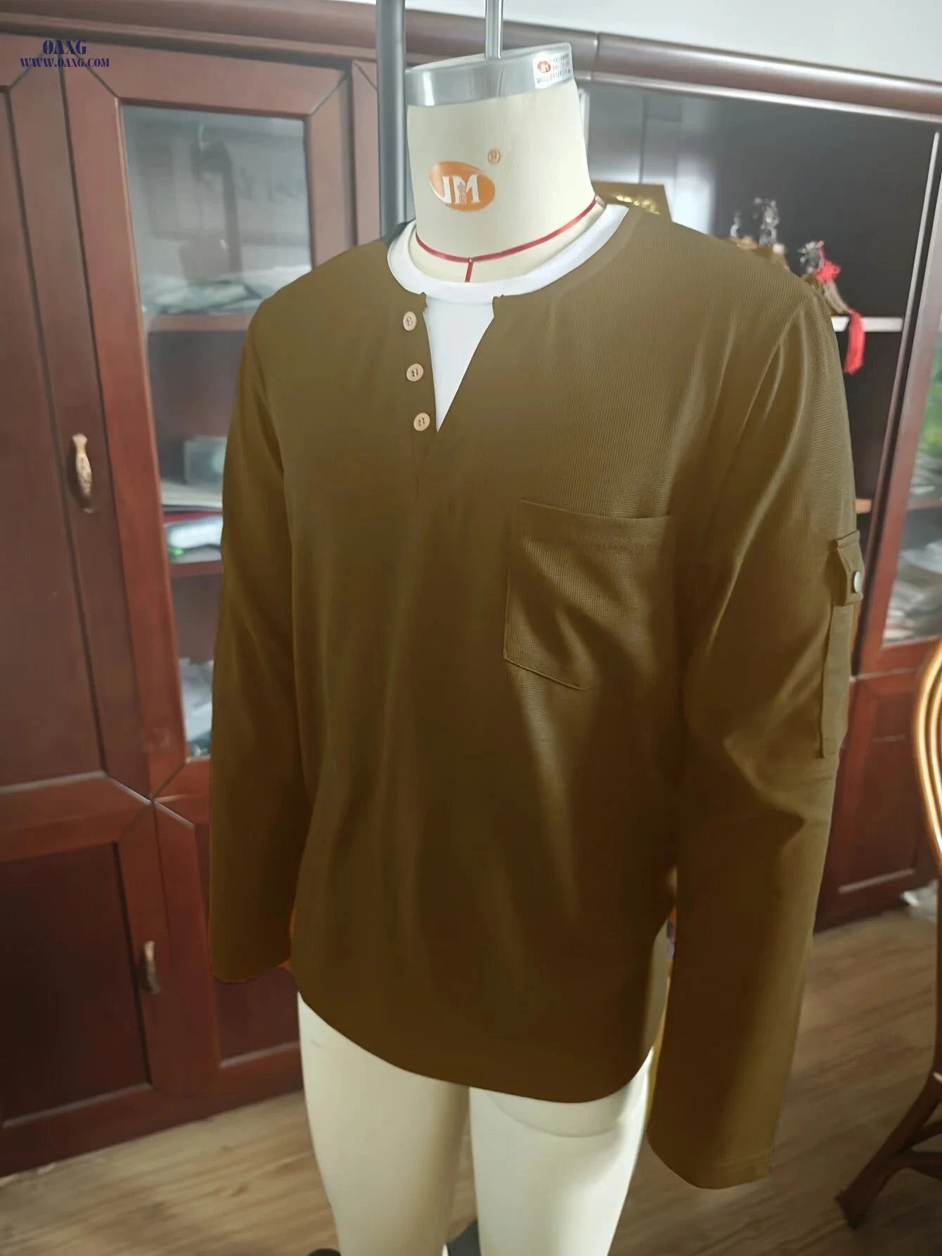 Stylish Men's Casual Sweatshirt - Multi-Pocket Long Sleeve Design   OAXG 