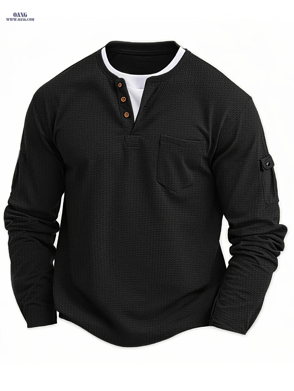 Stylish Men's Casual Sweatshirt - Multi-Pocket Long Sleeve Design   OAXG Khaki / FR M