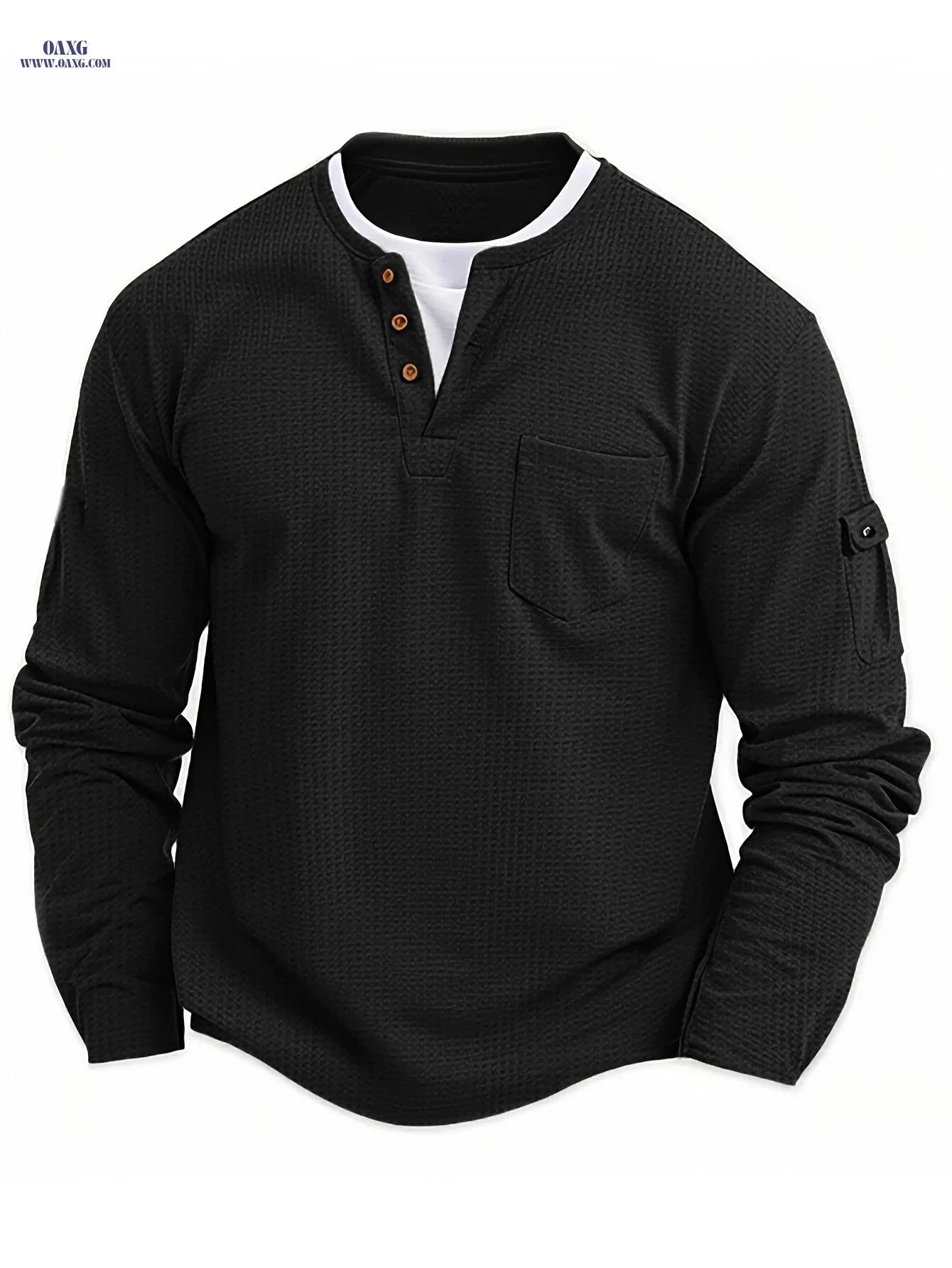 Stylish Men's Casual Sweatshirt - Multi-Pocket Long Sleeve Design   OAXG Khaki / FR M