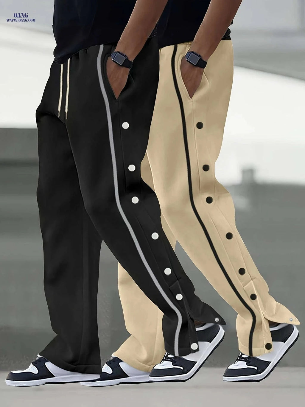 Stylish Men's Casual Trousers Set - Straight-Cut with Pockets   OAXG 