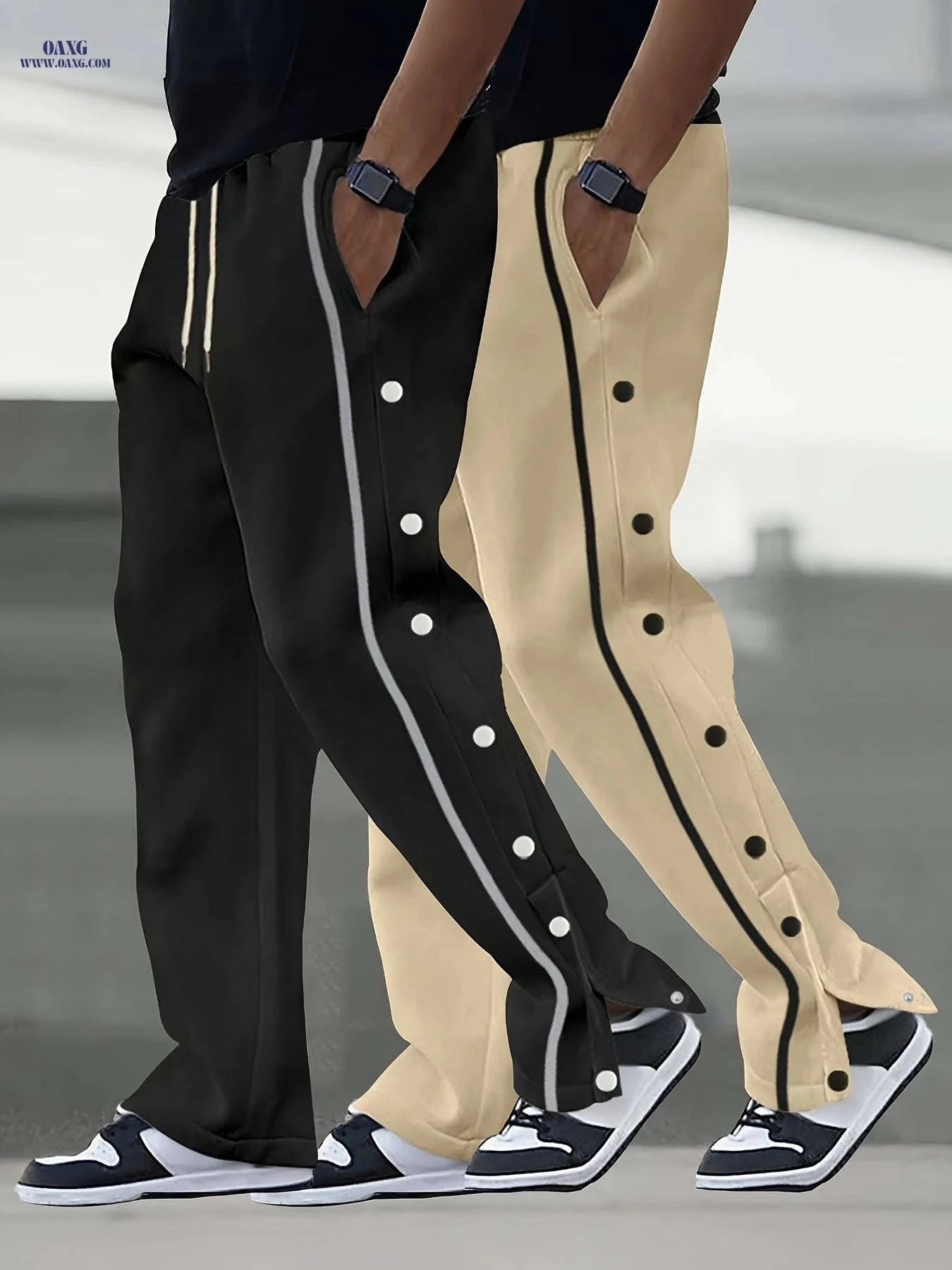 Stylish Men's Casual Trousers Set - Straight-Cut with Pockets   OAXG 