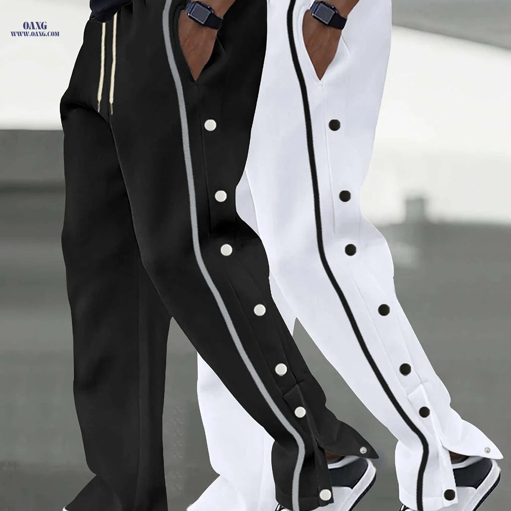 Stylish Men's Casual Trousers Set - Straight-Cut with Pockets   OAXG 