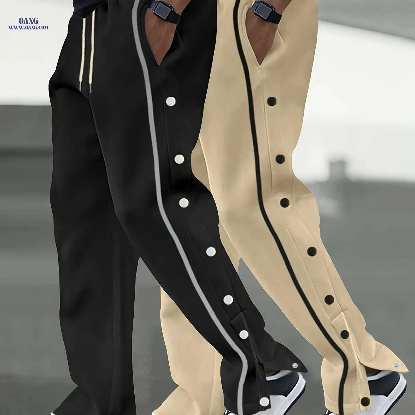 Stylish Men's Casual Trousers Set - Straight-Cut with Pockets   OAXG 