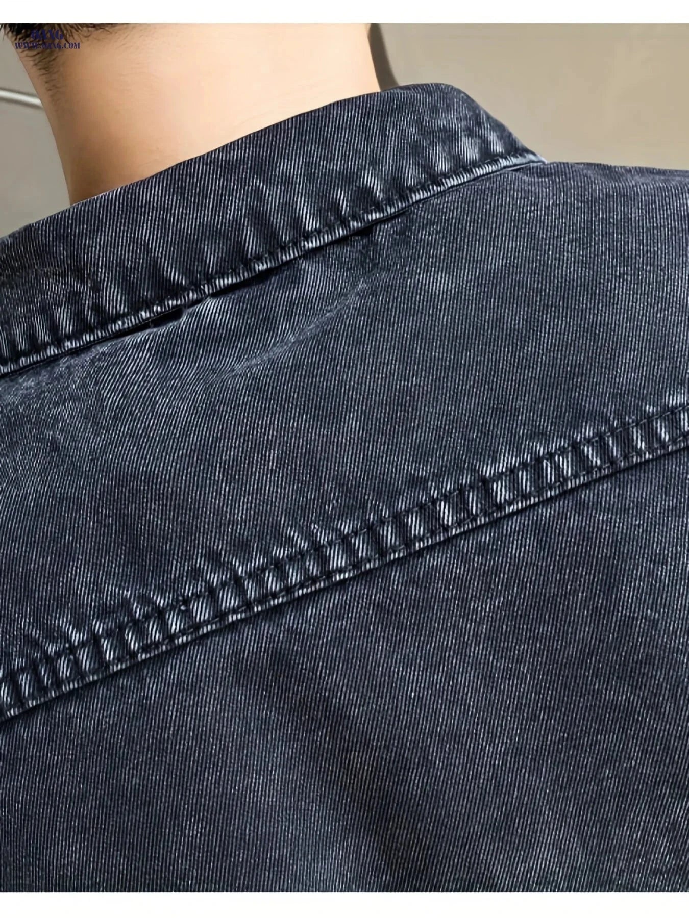 Stylish Men's Denim Jacket - Casual Long Sleeve Regular Fit   OAXG Dark Gray / FR XXS