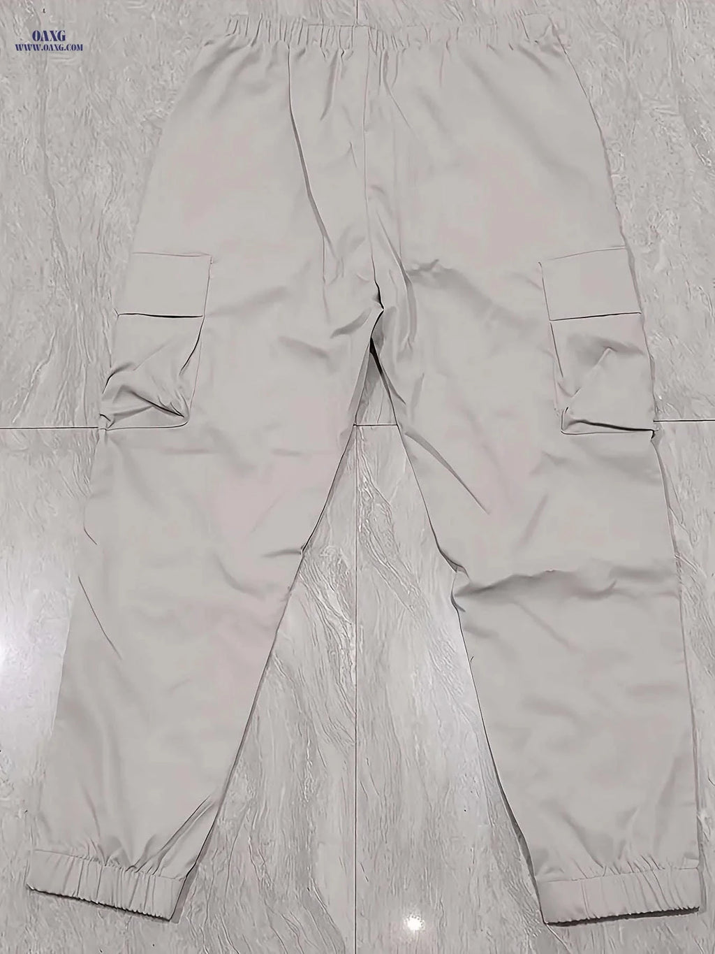 Stylish Men's Drawstring Cargo Pants - Loose-fit & Flap Pockets   OAXG Light Grey / FR S