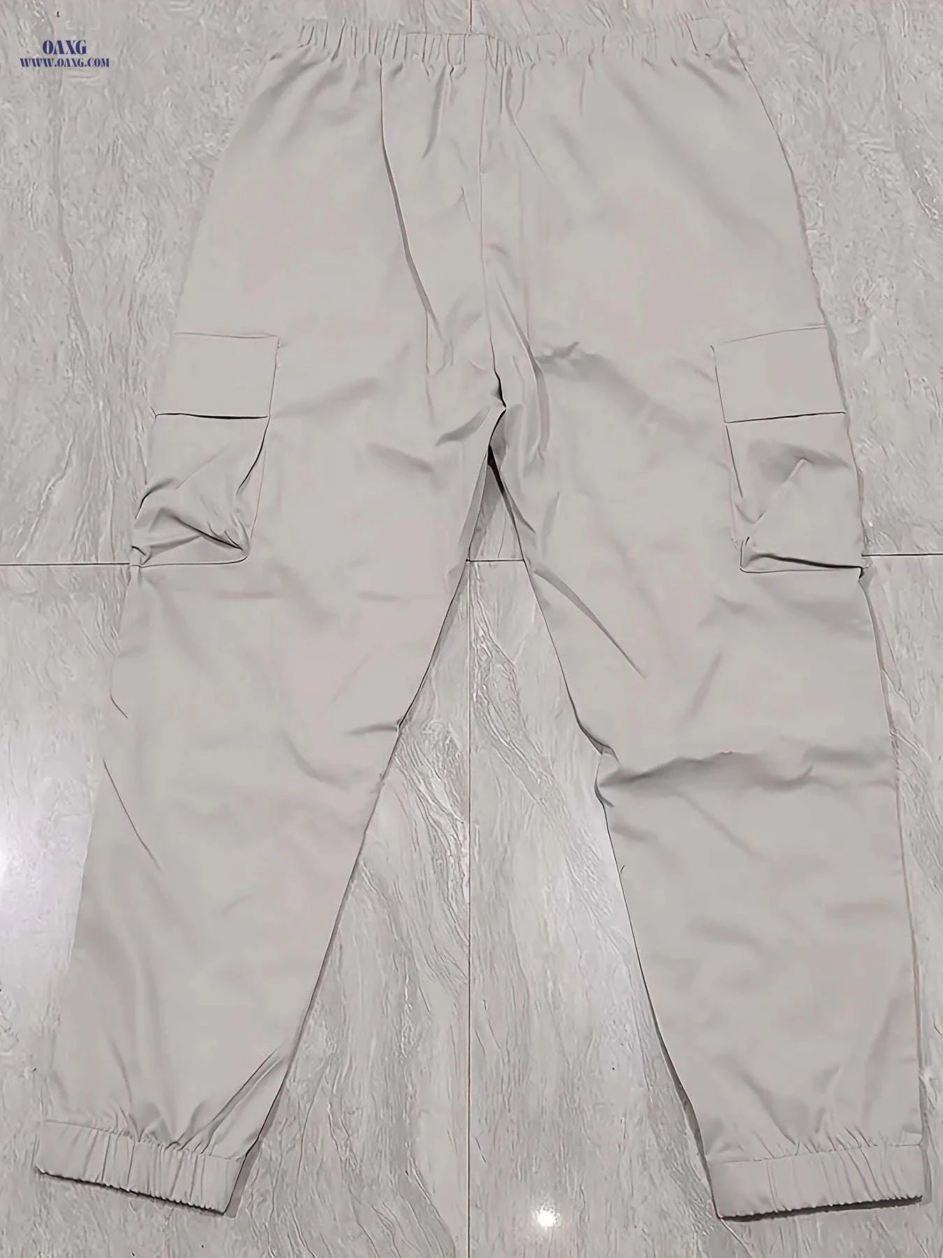 Stylish Men's Drawstring Cargo Pants - Loose-fit & Flap Pockets   OAXG Light Grey / FR S