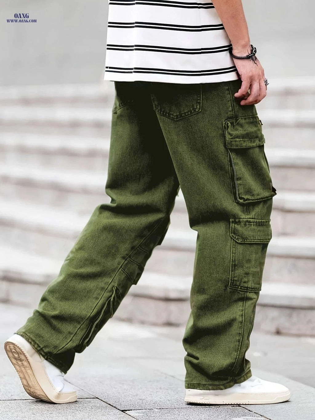 Stylish Men's Faded Denim Jeans - Casual Loose Fit for All Seasons   OAXG 