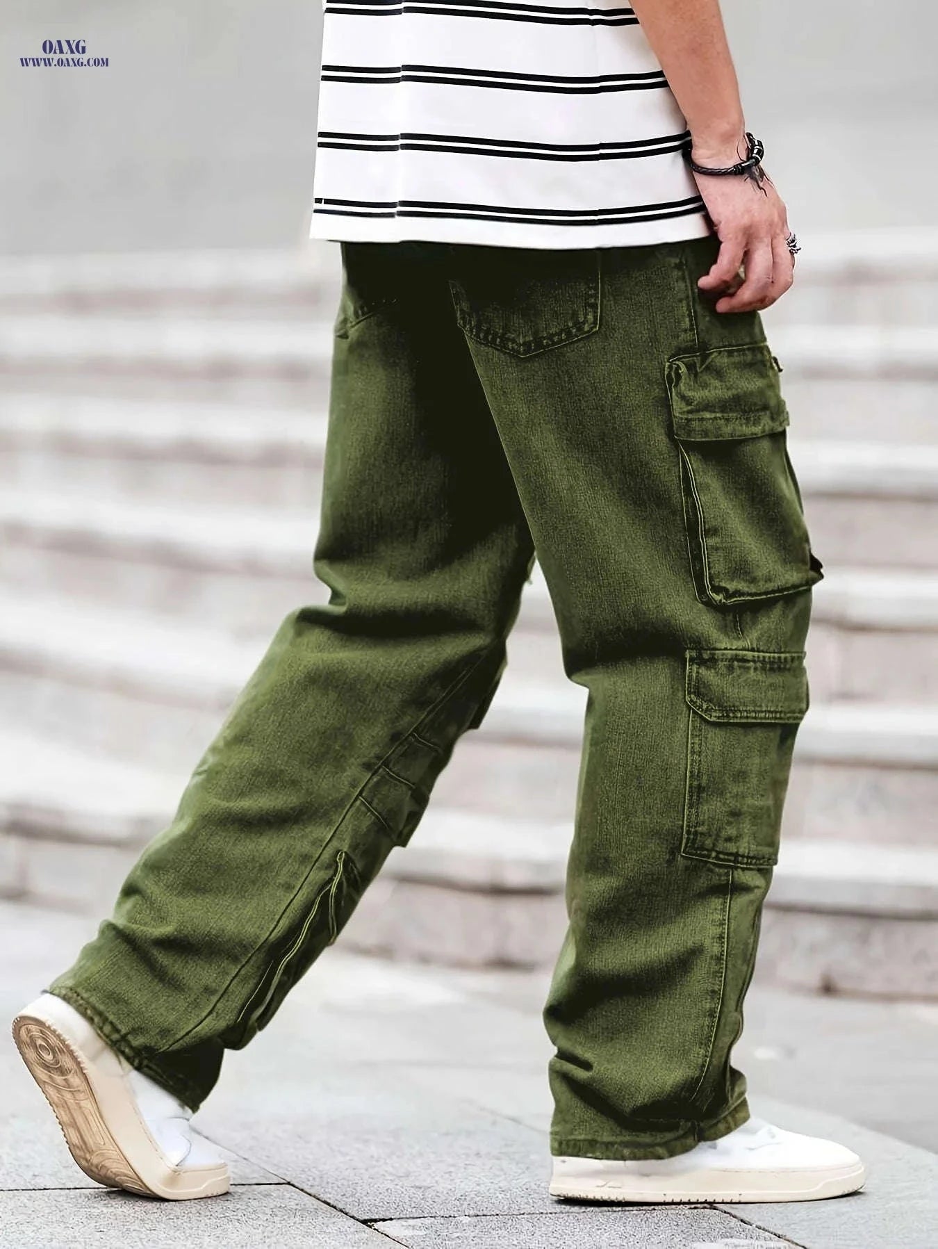 Stylish Men's Faded Denim Jeans - Casual Loose Fit for All Seasons   OAXG 