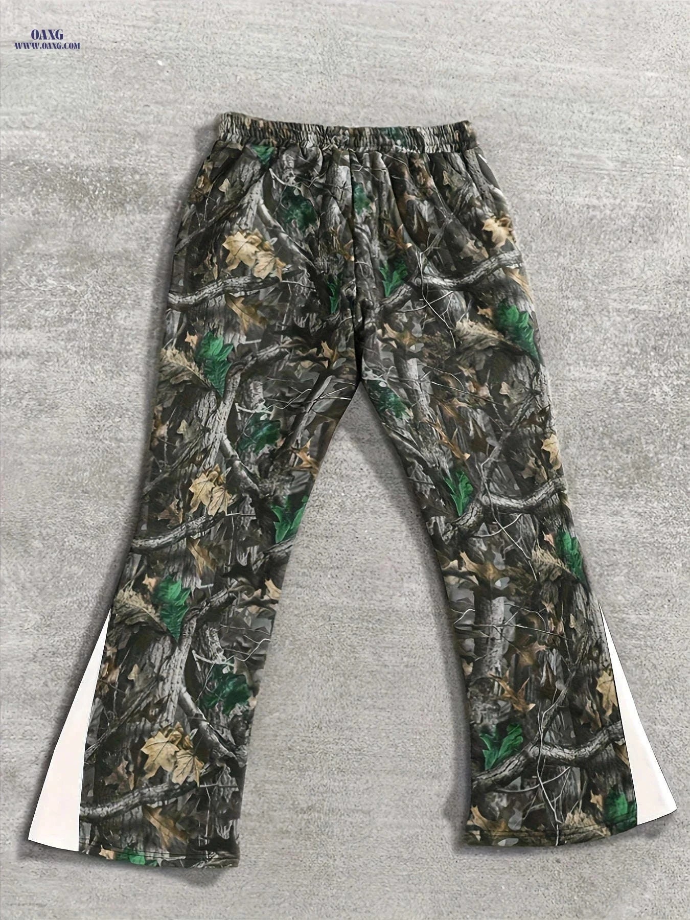 Stylish Men's Flared Pants - Casual Print with Pockets & Drawstring   OAXG 