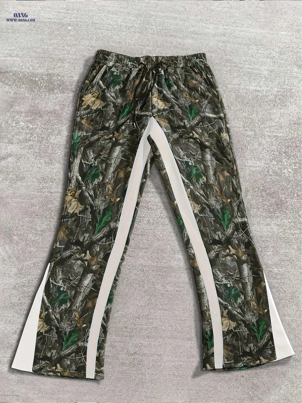 Stylish Men's Flared Pants - Casual Print with Pockets & Drawstring   OAXG 