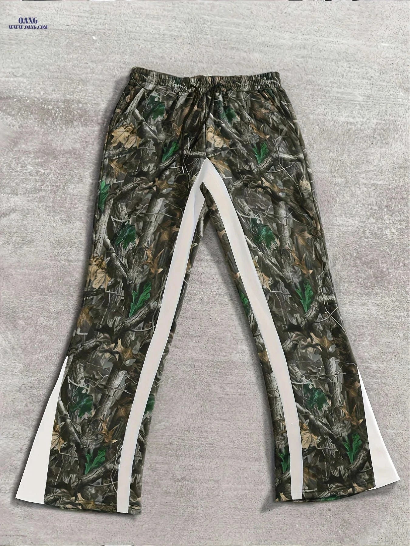 Stylish Men's Flared Pants - Casual Print with Pockets & Drawstring   OAXG 