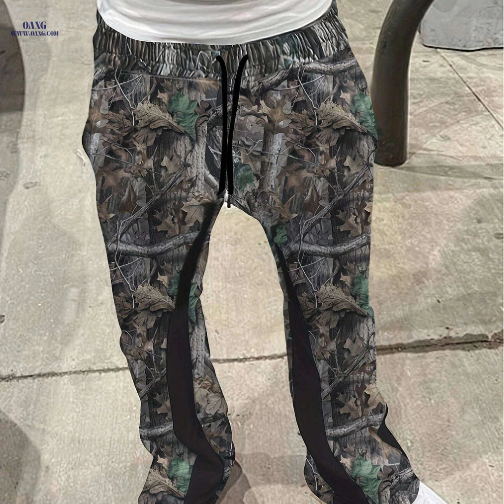 Stylish Men's Flared Pants - Casual Print with Pockets & Drawstring   OAXG Mixed Color / FR XS