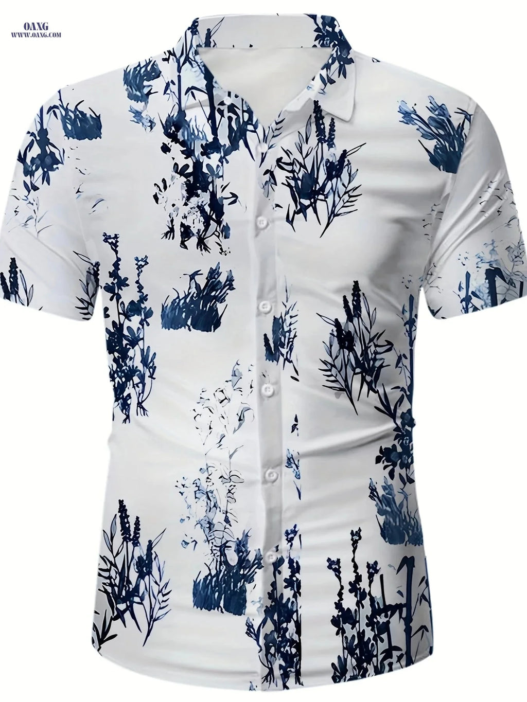 Stylish Men's Hawaiian Shirt - Casual Floral Print for Summer   OAXG 