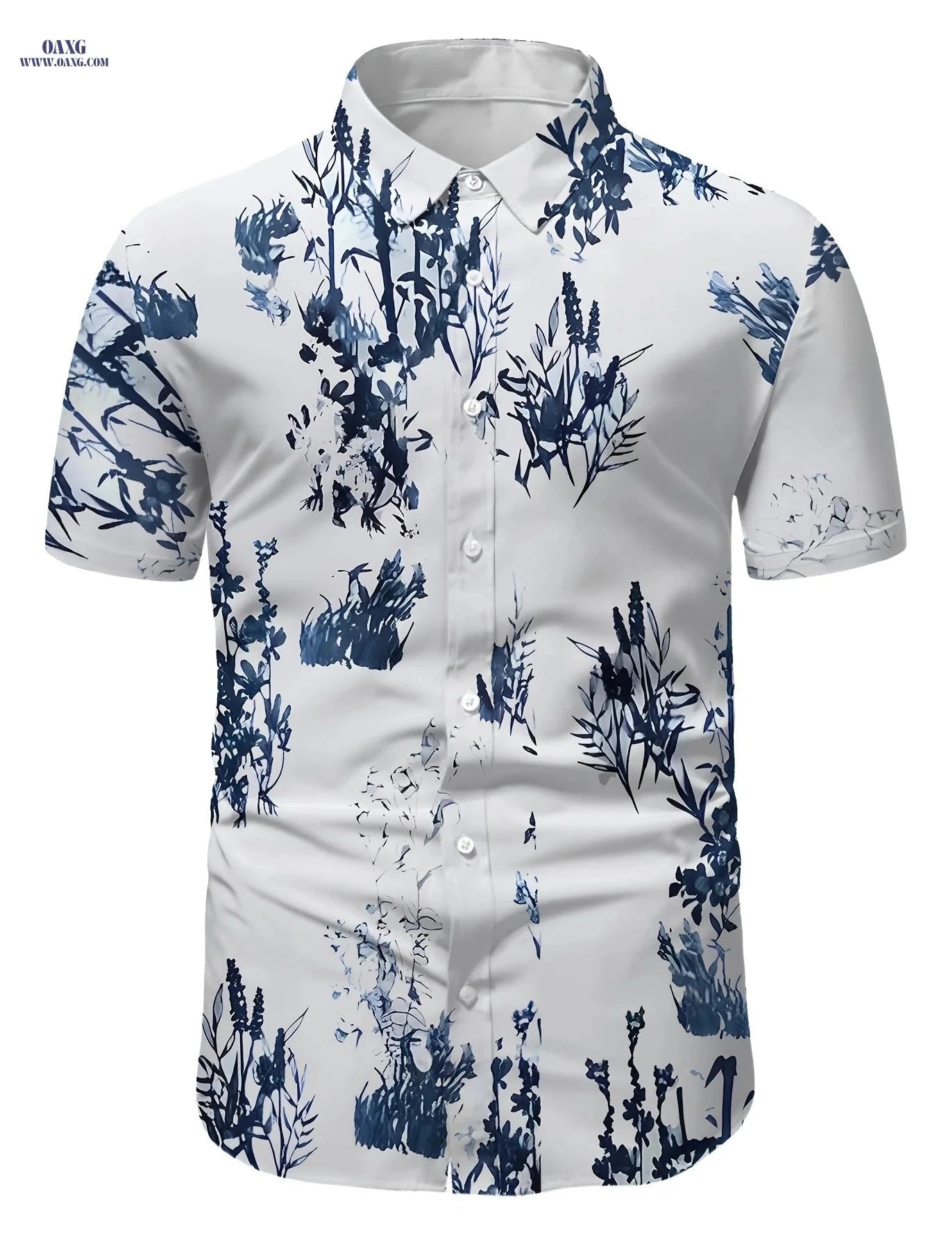 Stylish Men's Hawaiian Shirt - Casual Floral Print for Summer   OAXG 