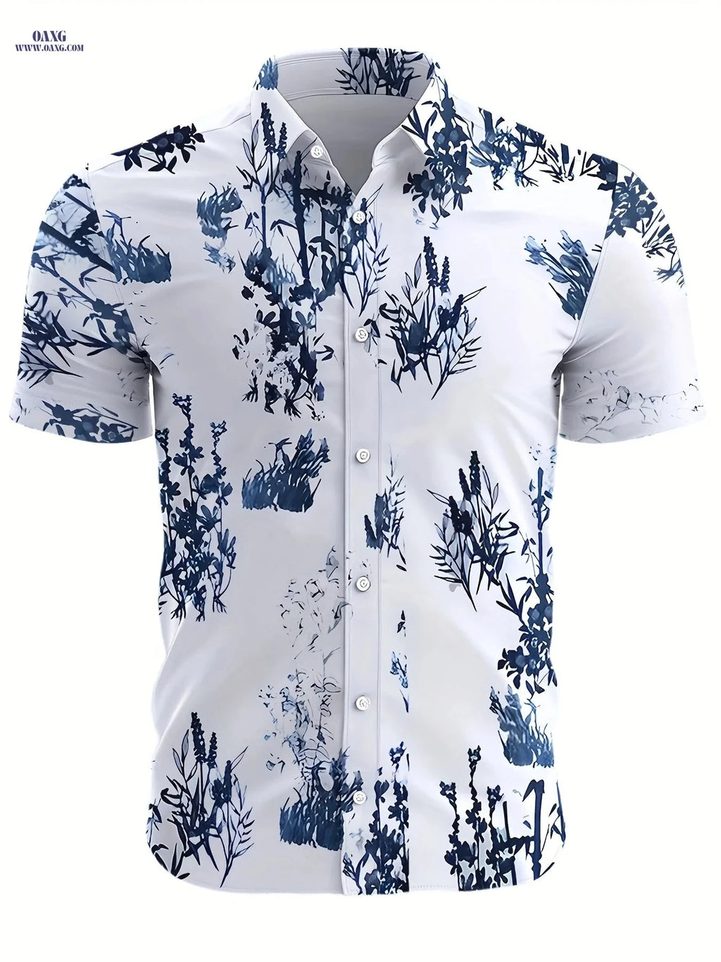 Stylish Men's Hawaiian Shirt - Casual Floral Print for Summer   OAXG MSCS3 / FR S