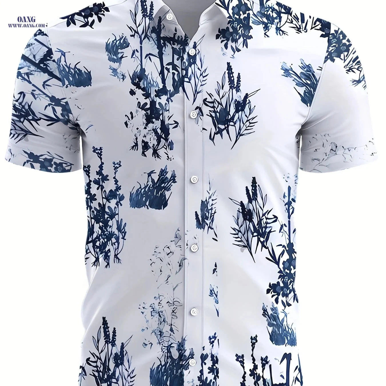Stylish Men's Hawaiian Shirt - Casual Floral Print for Summer   OAXG MSCS3 / FR S