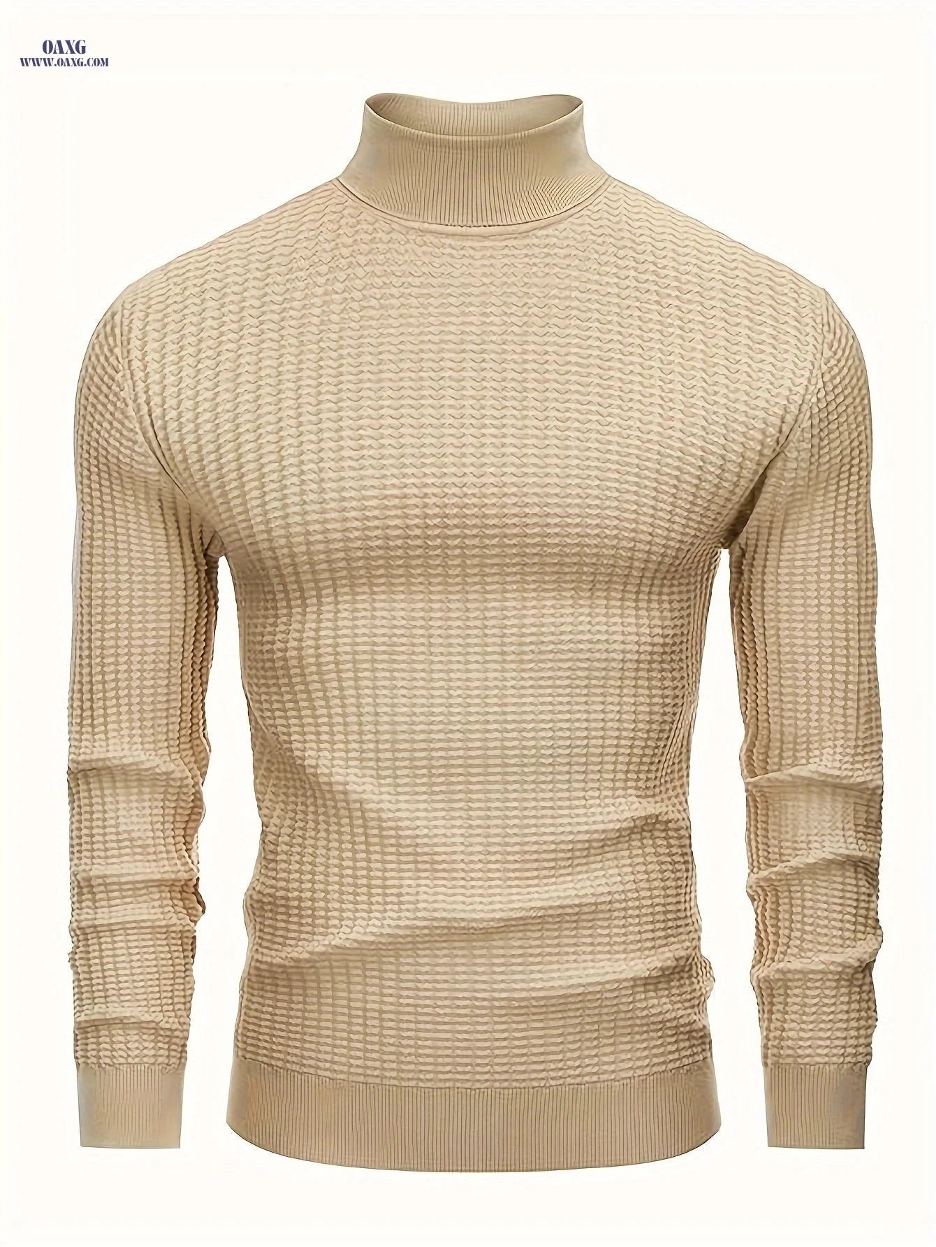 Stylish Men's High Neck Pullover Sweater - 100% Cotton Knit   OAXG 