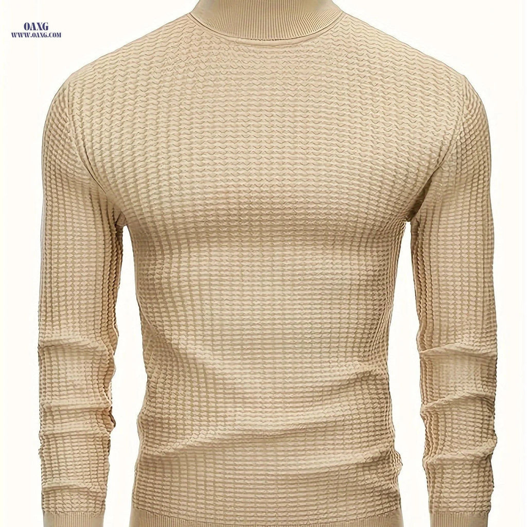 Stylish Men's High Neck Pullover Sweater - 100% Cotton Knit   OAXG 