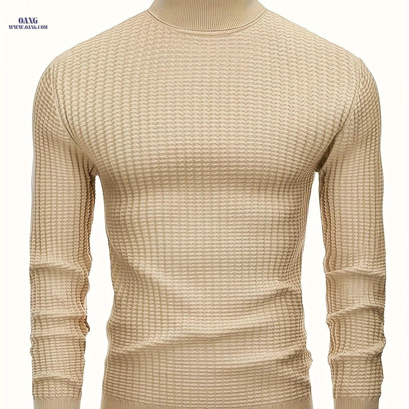 Stylish Men's High Neck Pullover Sweater - 100% Cotton Knit   OAXG 