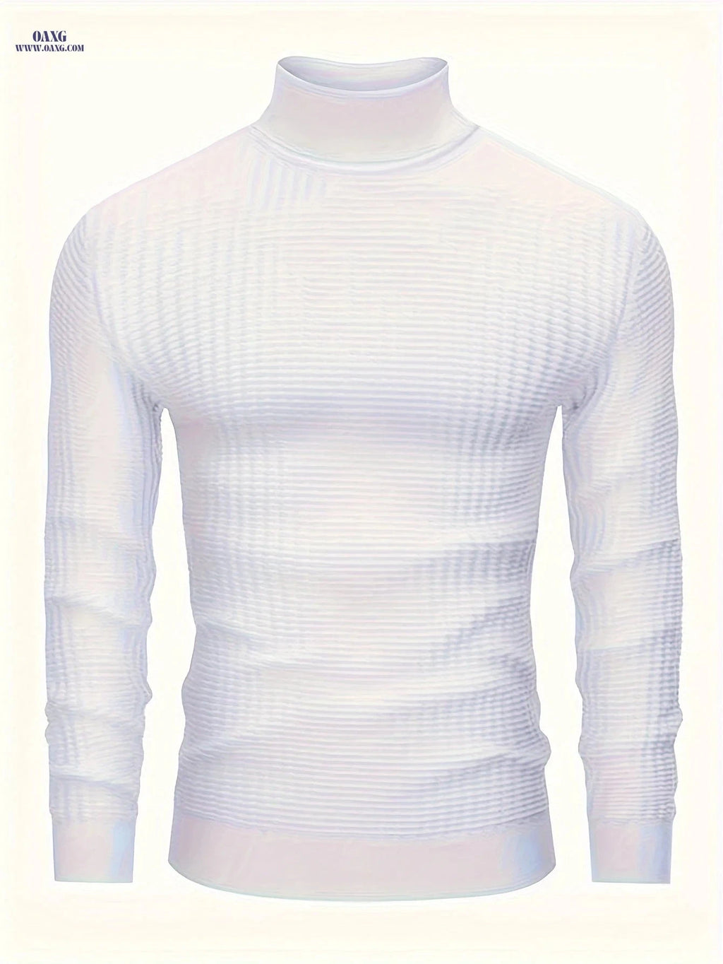 Stylish Men's High Neck Pullover Sweater - 100% Cotton Knit   OAXG Khaki / FR S
