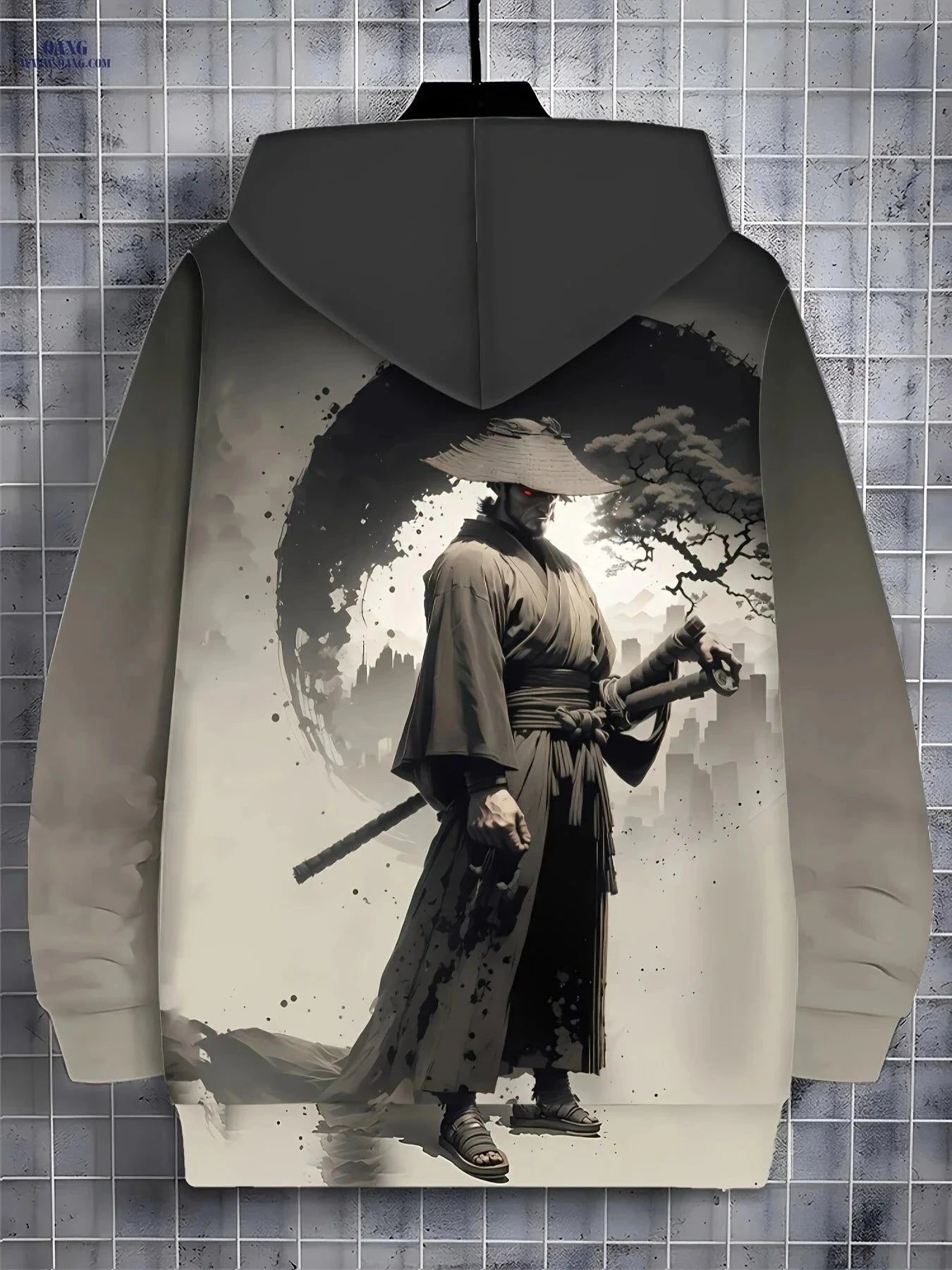 Stylish Men's Hooded Jacket - Samurai Print, Zip-Up Design for Fall   OAXG 【Multicolor】 / FR M