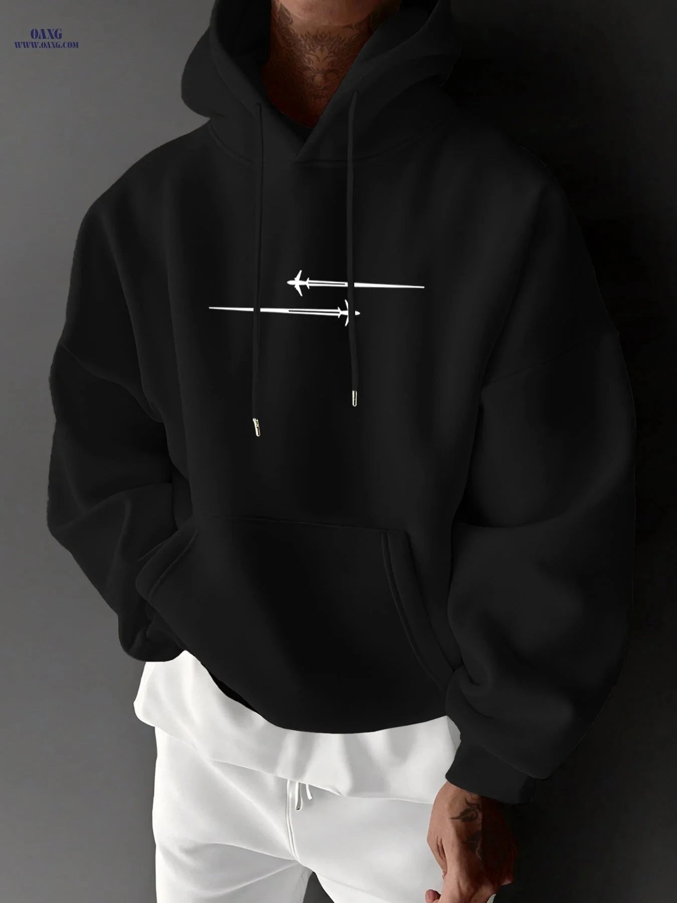 Stylish Men's Hoodie with Drawstring & Trendy Slogan - Casual Top   OAXG 