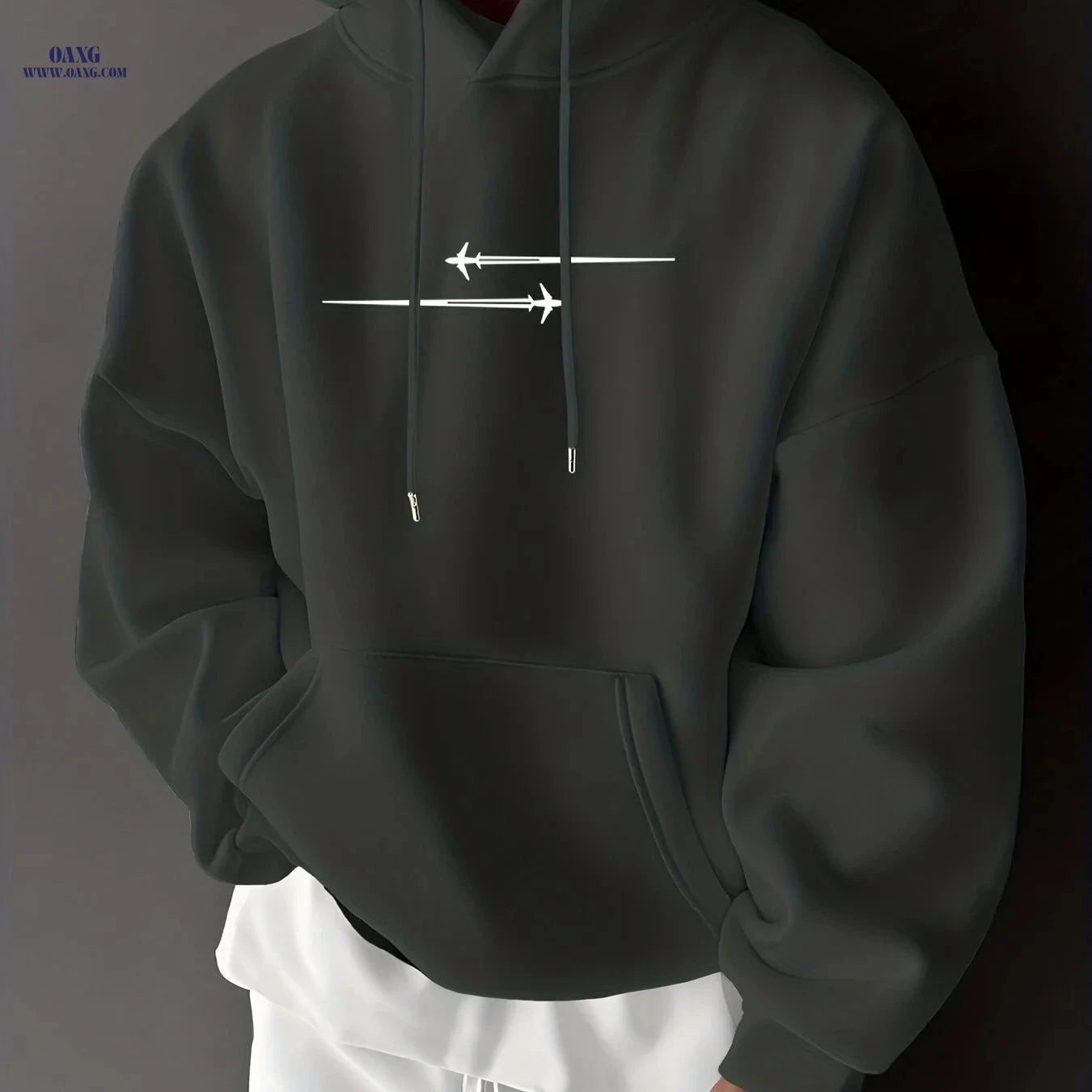 Stylish Men's Hoodie with Drawstring & Trendy Slogan - Casual Top   OAXG Black / FR S