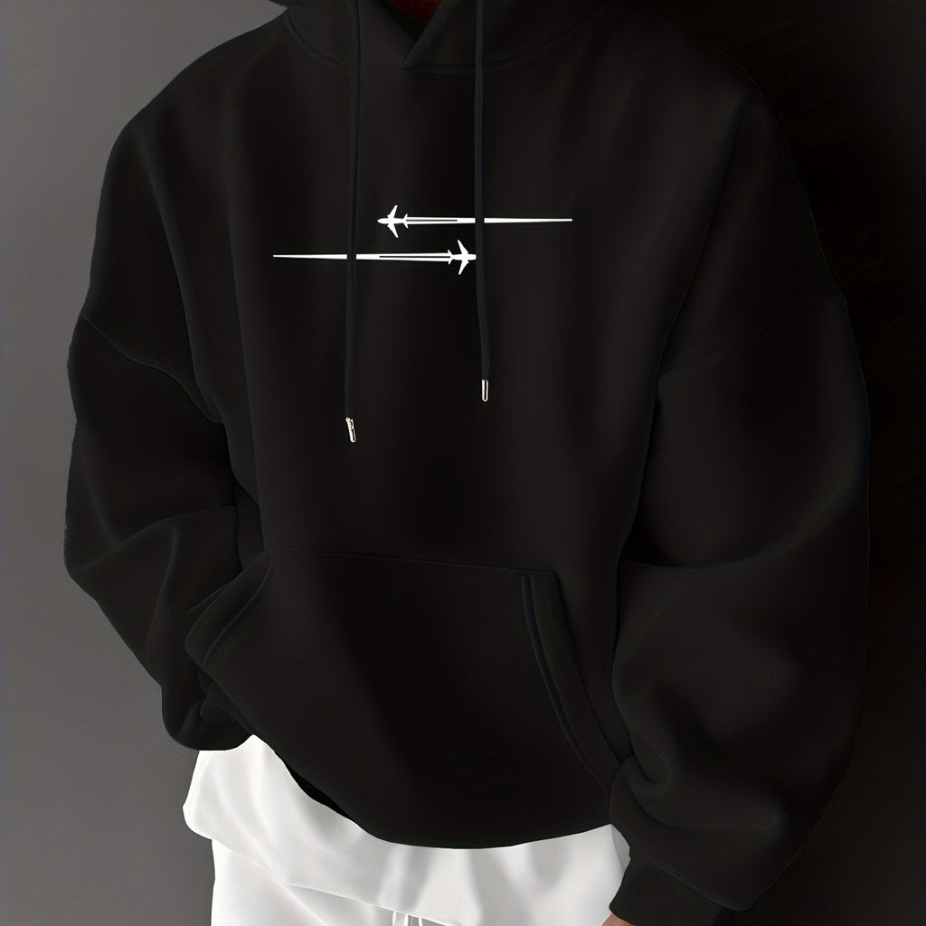 Stylish Men's Hoodie with Drawstring & Trendy Slogan - Casual Top   OAXG 