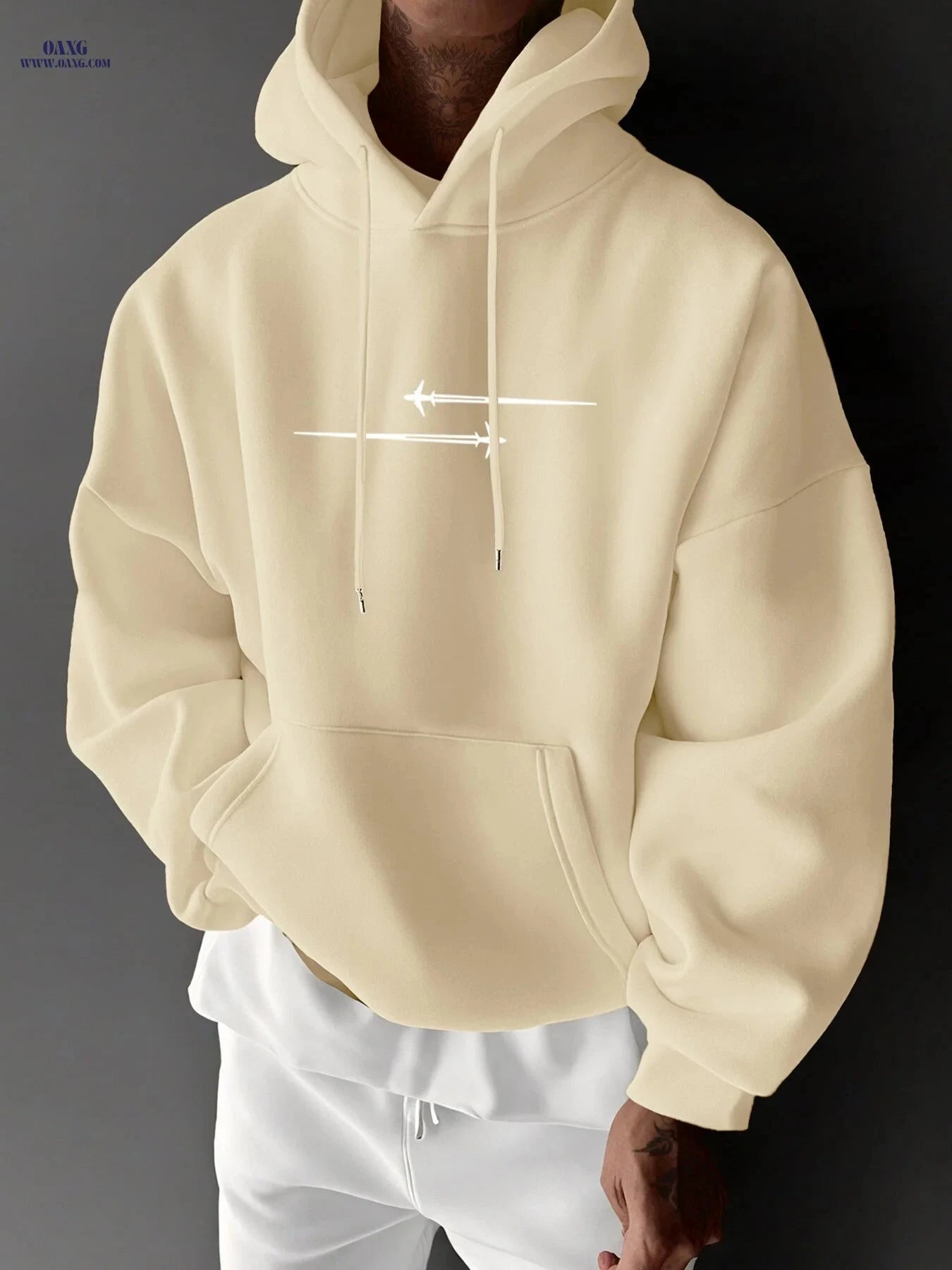 Stylish Men's Hoodie with Drawstring & Trendy Slogan - Casual Top   OAXG 