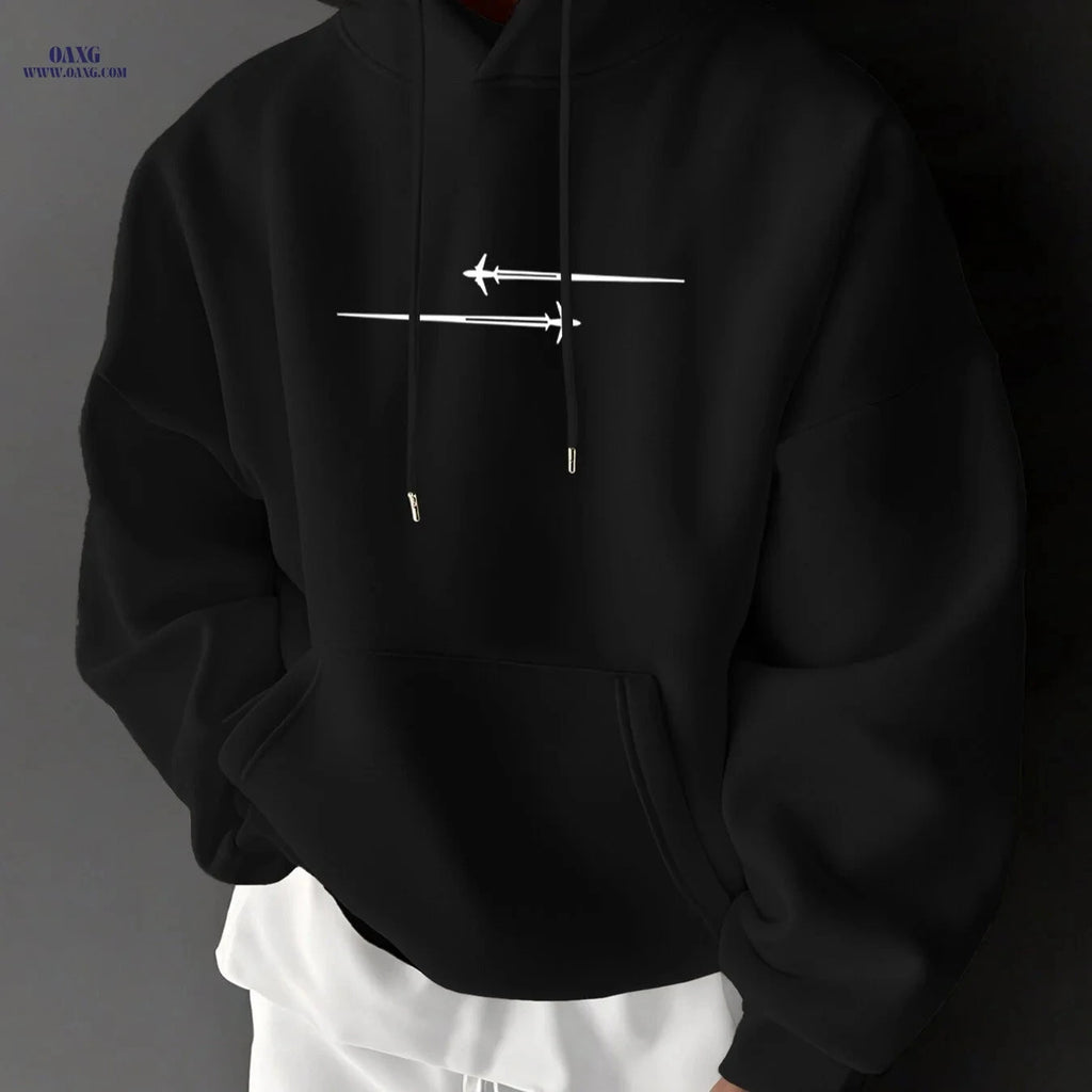 Stylish Men's Hoodie with Drawstring & Trendy Slogan - Casual Top   OAXG 