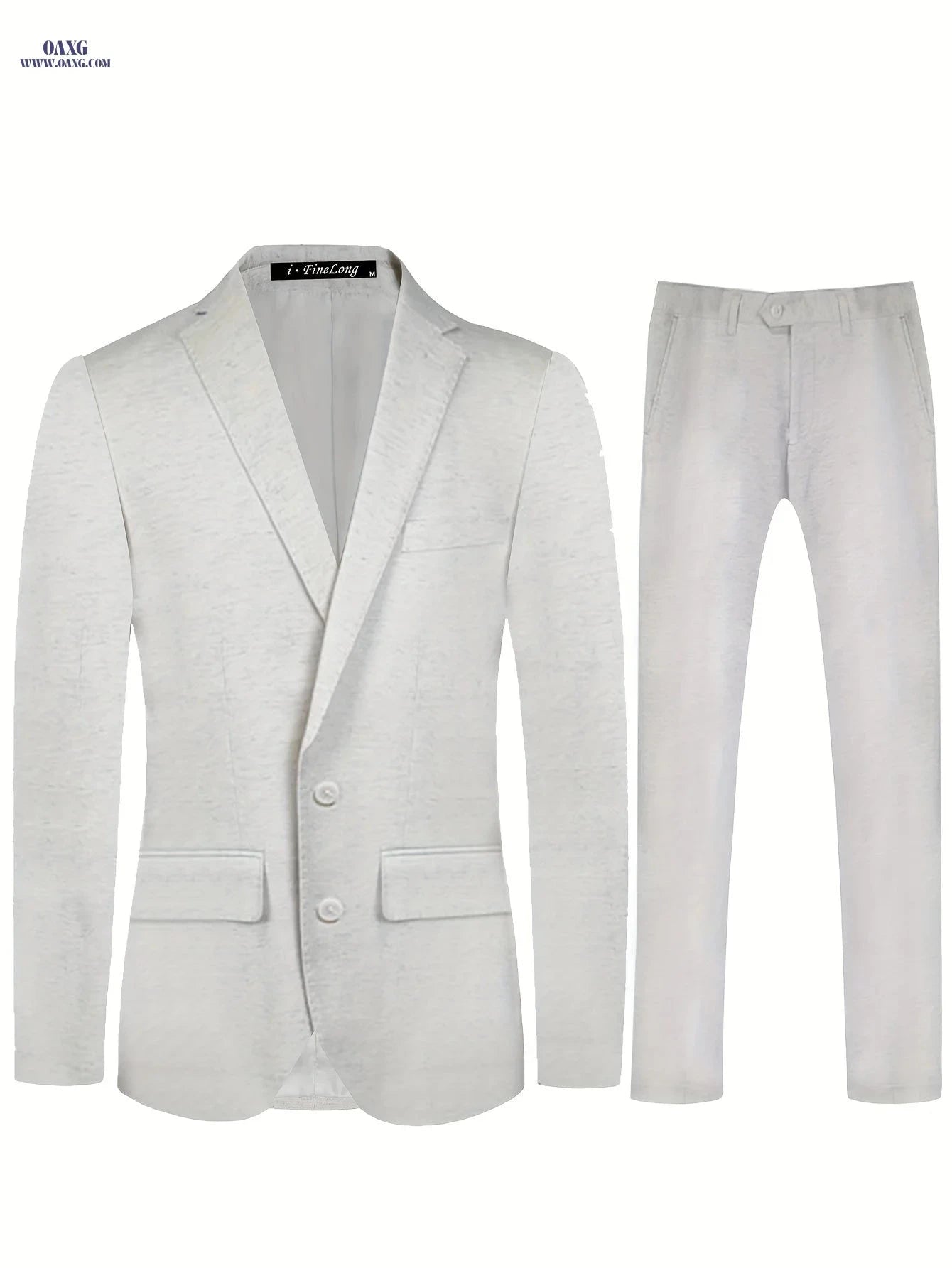 Stylish Men's Linen Two-Piece Suit - Perfect for Weddings & Business   OAXG Ivory White / FR S
