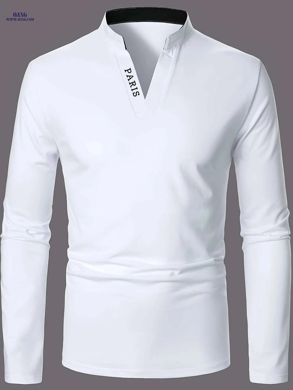 Stylish Men's Long-Sleeve Casual Shirt - Small Stand-Up Collar   OAXG 