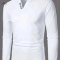 Stylish Men's Long-Sleeve Casual Shirt - Small Stand-Up Collar   OAXG White / S