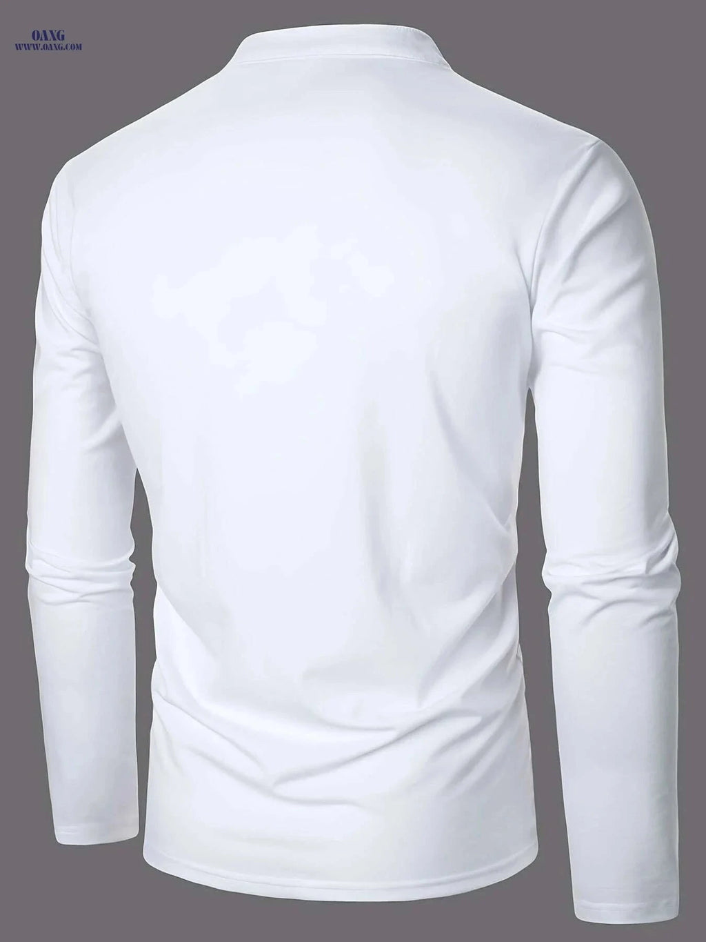 Stylish Men's Long-Sleeve Casual Shirt - Small Stand-Up Collar   OAXG White / S