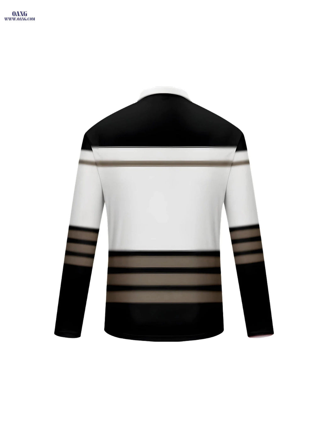 Stylish Men's Long-Sleeve Polo Shirt - Zipper, Striped Print Design   OAXG Mixed Color / FR M