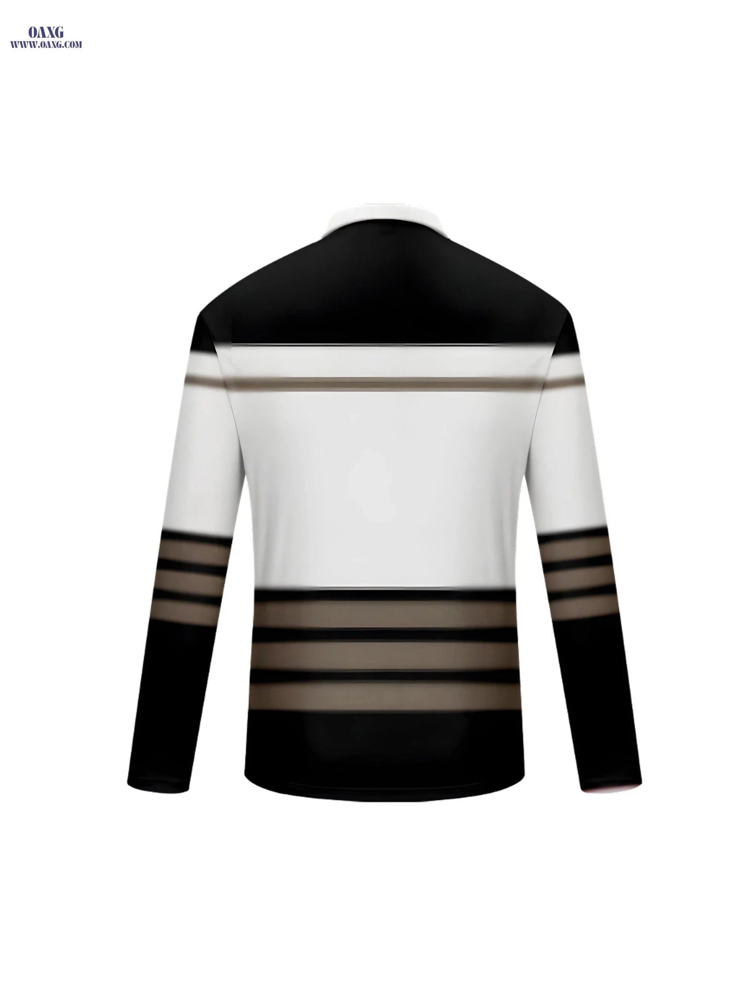 Stylish Men's Long-Sleeve Polo Shirt - Zipper, Striped Print Design   OAXG Mixed Color / FR M