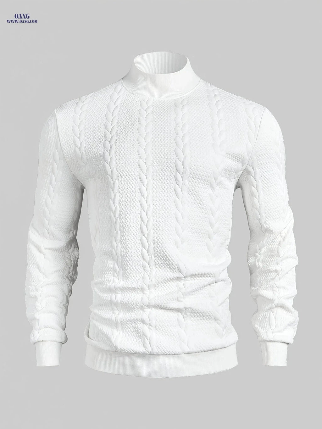Stylish Men's Long-Sleeve Sweatshirt - High Collar, Casual Knit Top   OAXG 
