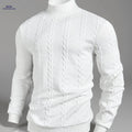 Stylish Men's Long-Sleeve Sweatshirt - High Collar, Casual Knit Top   OAXG White / FR S