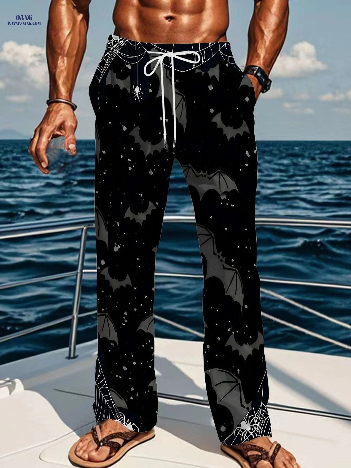 Stylish Men's Loose Straight-Leg Pants - Unique All-Over Print   OAXG 