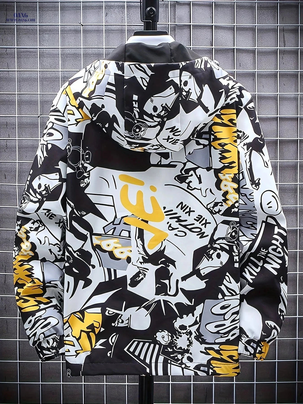 Stylish Men's Mid-Length Windbreaker Jacket - Hooded & Versatile   OAXG 