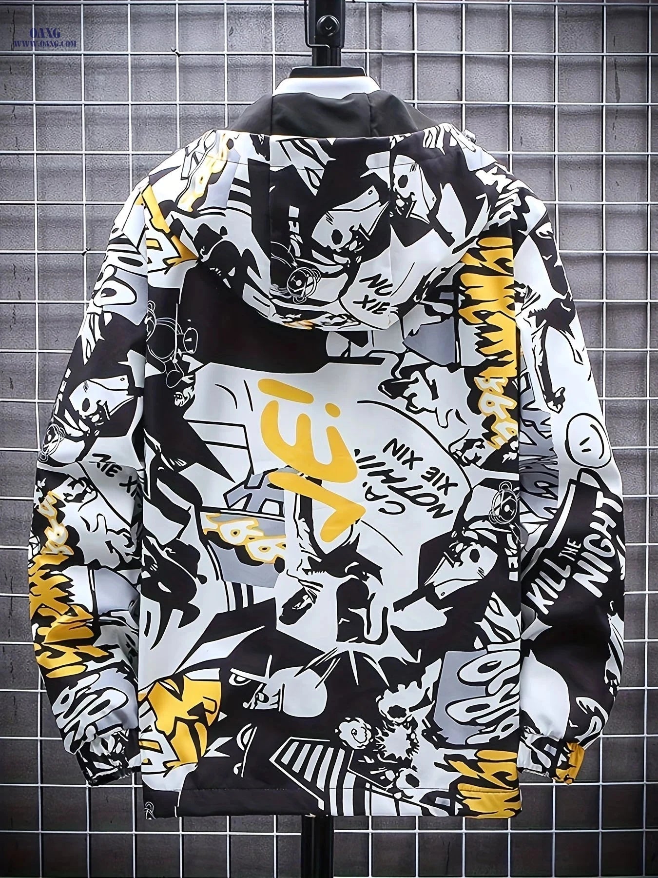 Stylish Men's Mid-Length Windbreaker Jacket - Hooded & Versatile   OAXG 
