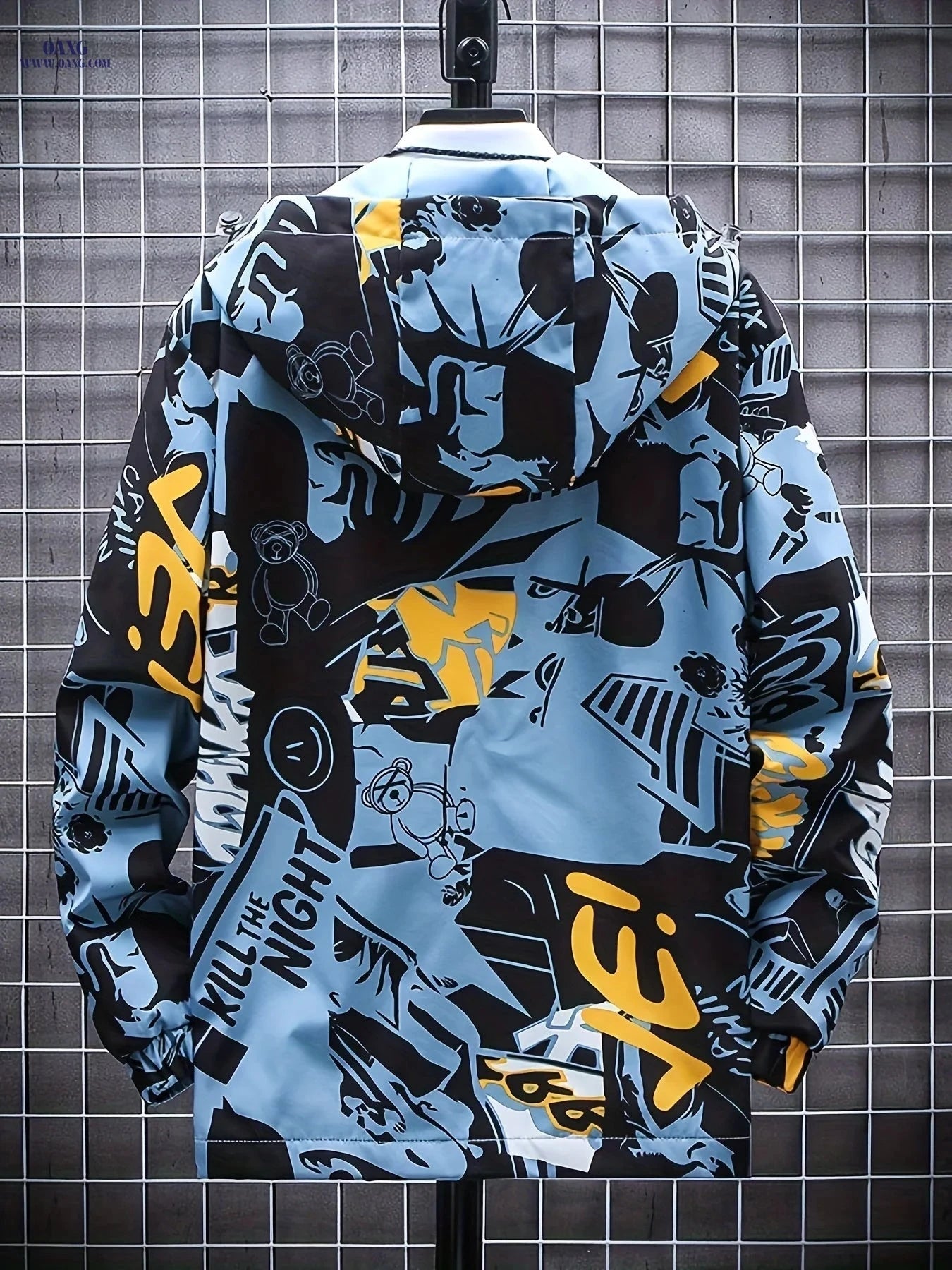 Stylish Men's Mid-Length Windbreaker Jacket - Hooded & Versatile   OAXG 