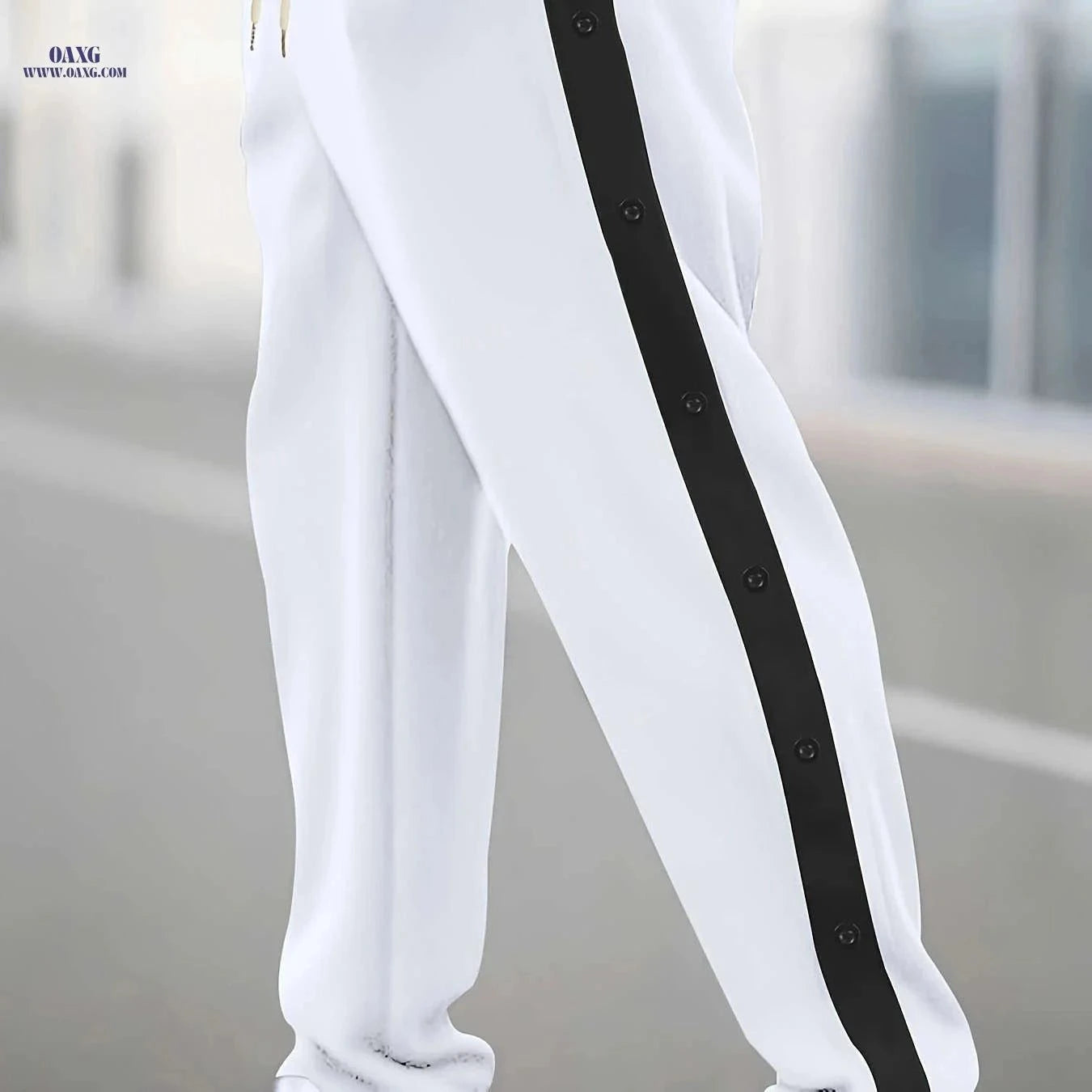 Stylish Men's Multi-Button Casual Pants - Comfortable Drawstring Fit   OAXG Black / FR S