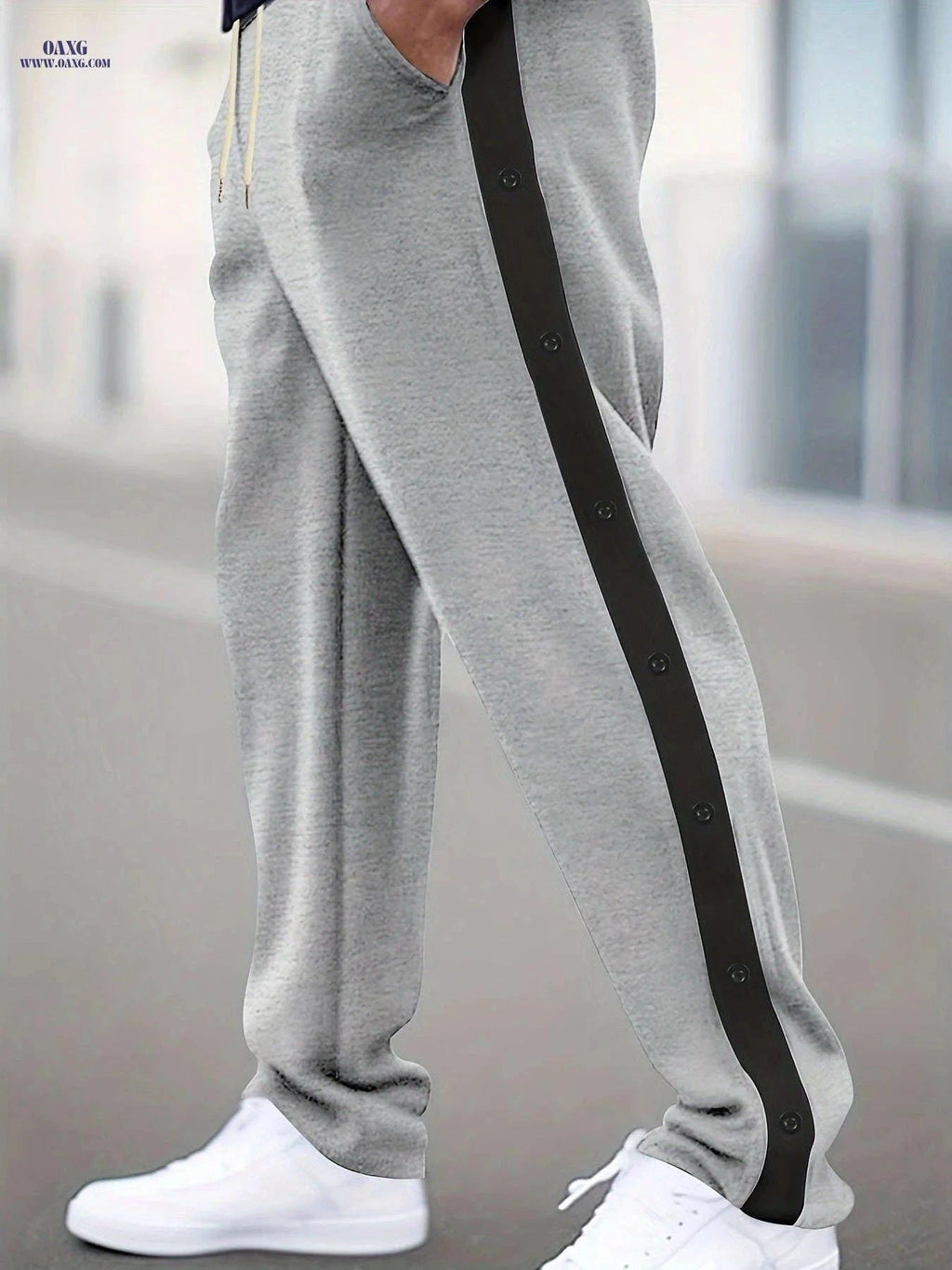Stylish Men's Multi-Button Casual Pants - Comfortable Drawstring Fit   OAXG Black / FR S