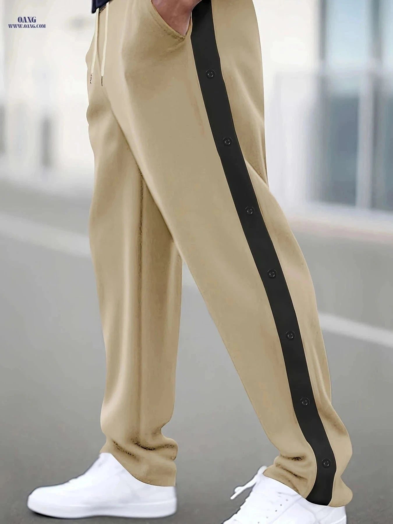 Stylish Men's Multi-Button Casual Pants - Comfortable Drawstring Fit   OAXG Black / FR S