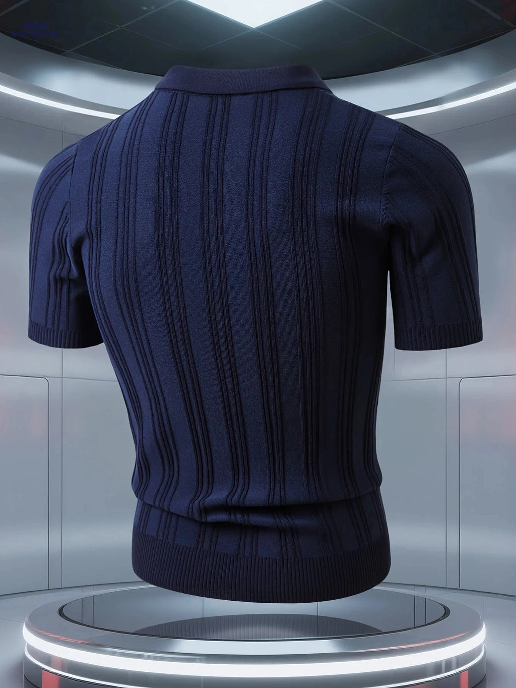 Stylish Men's Polo Shirt - Vertical Stripes, Quarter-Zip Design   OAXG 