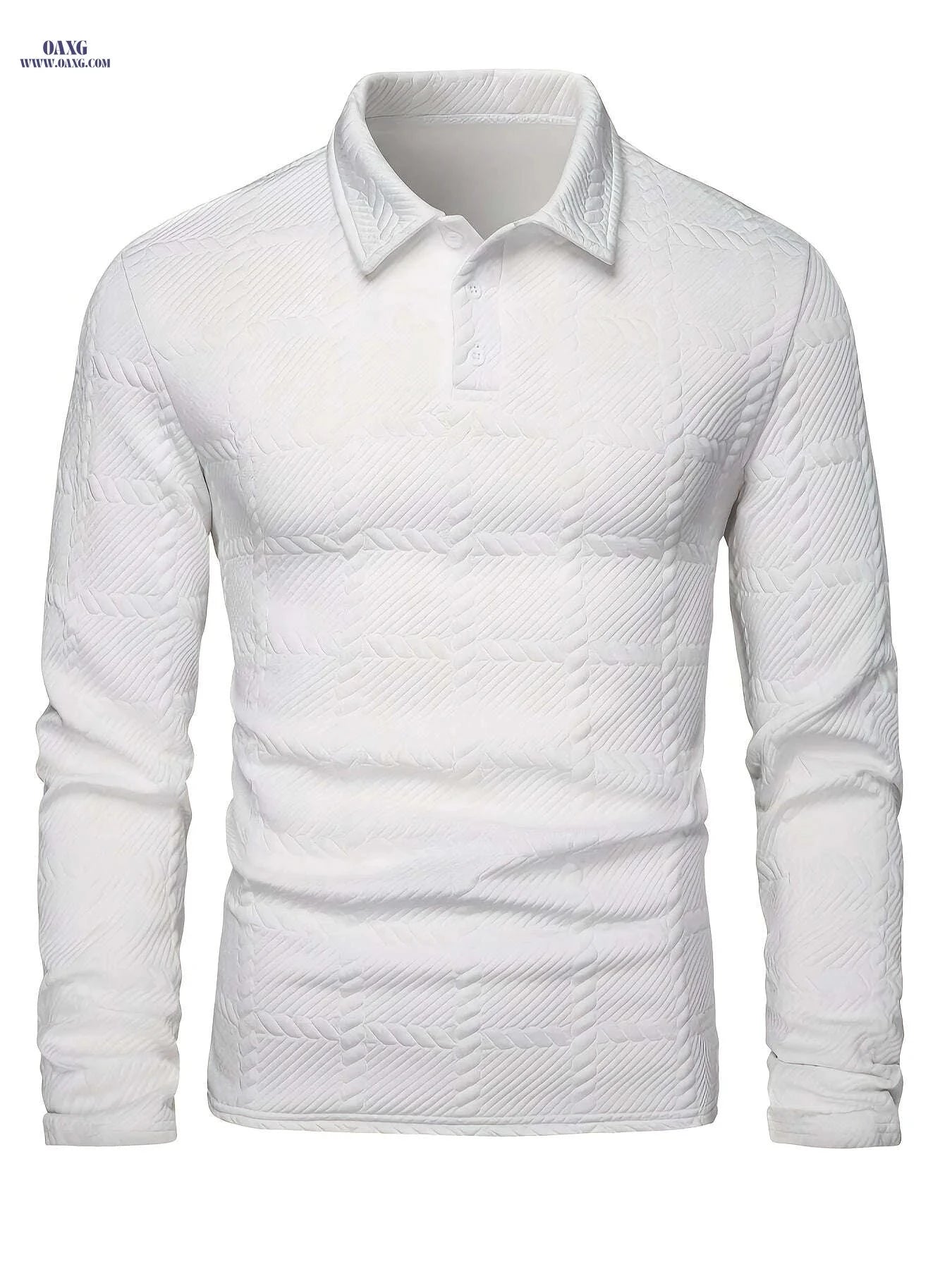 Stylish Men's Polo Shirts - Casual Knitted Jacquard for Spring & Autumn   OAXG 