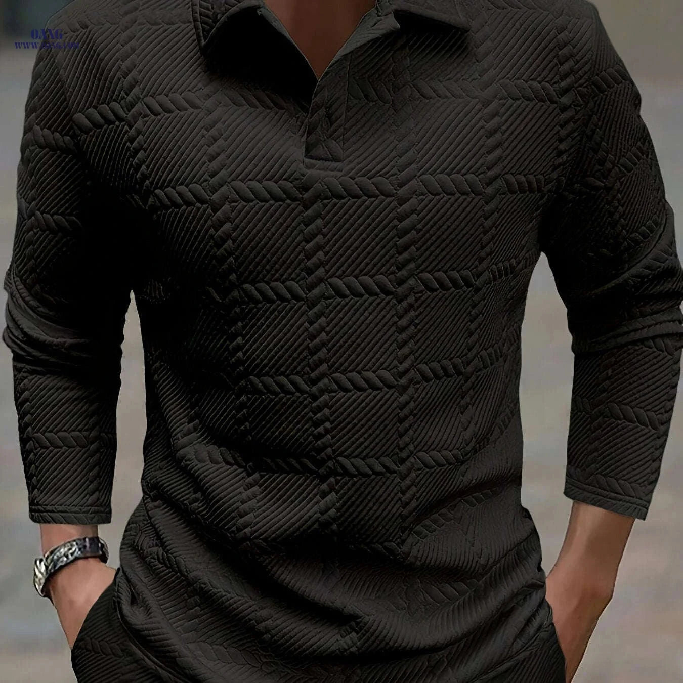 Stylish Men's Polo Shirts - Casual Knitted Jacquard for Spring & Autumn   OAXG White / FR S