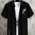 Stylish Men's Short-Sleeve Button-Up Shirt - Perfect for Summer Days   OAXG 