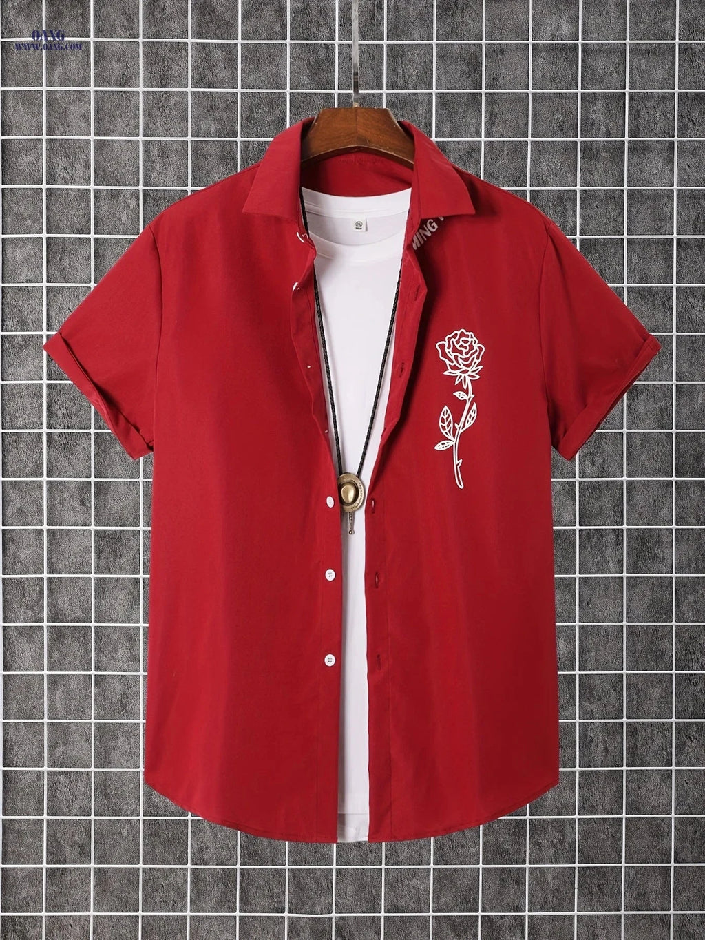 Stylish Men's Short-Sleeve Button-Up Shirt - Perfect for Summer Days   OAXG 